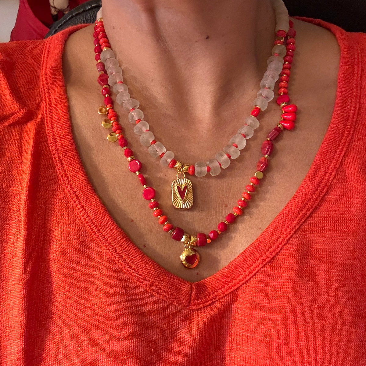 PASSION TALISMAN – Handcrafted Red Glass Bead Necklace
