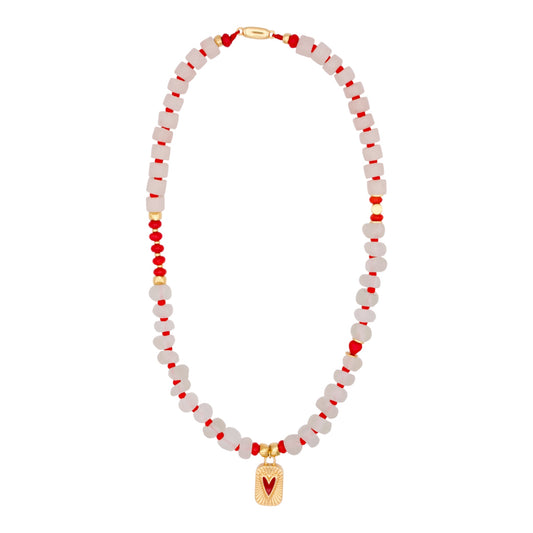LOVE TALISMAN  African Glass Bead Necklace