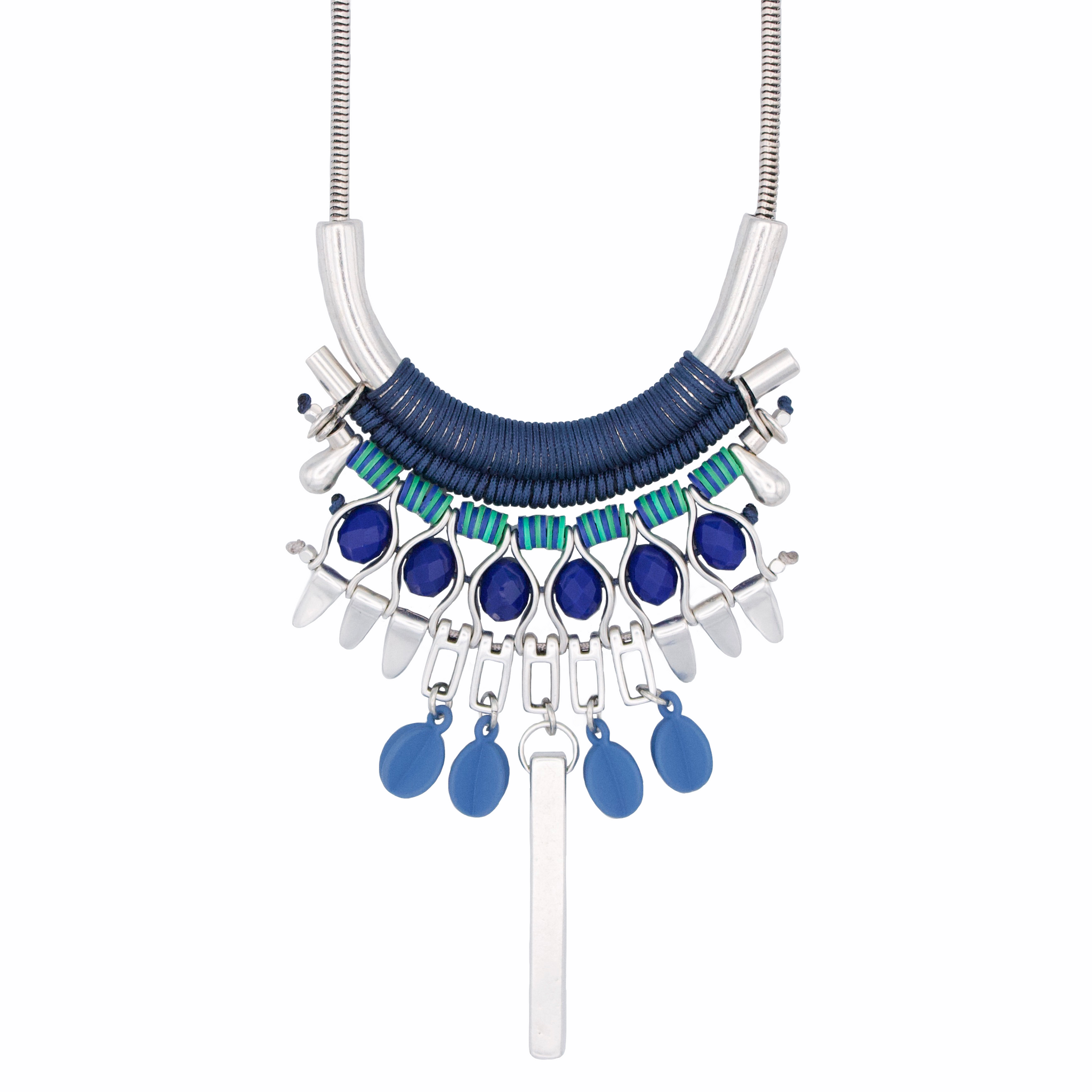 Sparkling Elegance Blue and White Zircons Adorned Necklace Set – VOYLLA